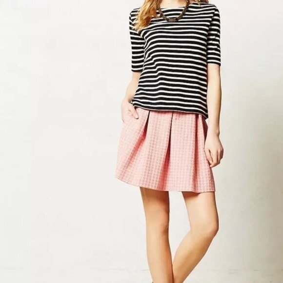 MAEVE Anthropologie Women's Medium Swing Mini Skirt Embroidered Circles Pockets - Picture 2 of 13